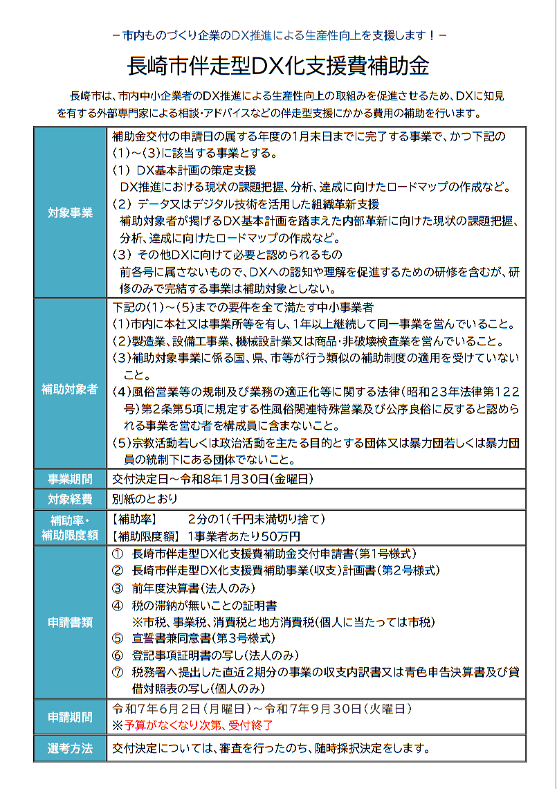 長崎市の補助金を案内しているPDFファイルへのリンクバナー画像